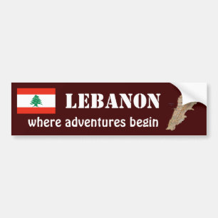 Lebanon Flag + Map Bumper Sticker