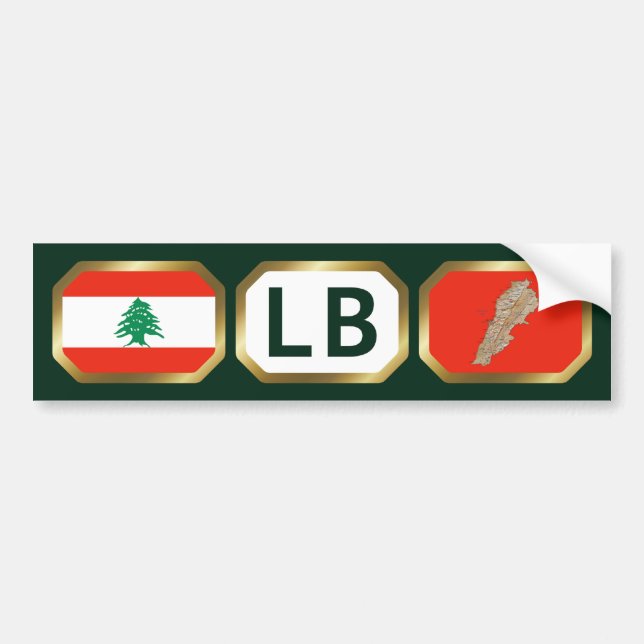 Lebanon Flag Map Code Bumper Sticker (Front)