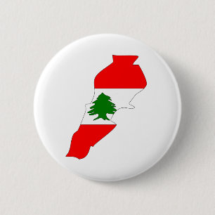 Lebanon Flag Map full size 6 Cm Round Badge