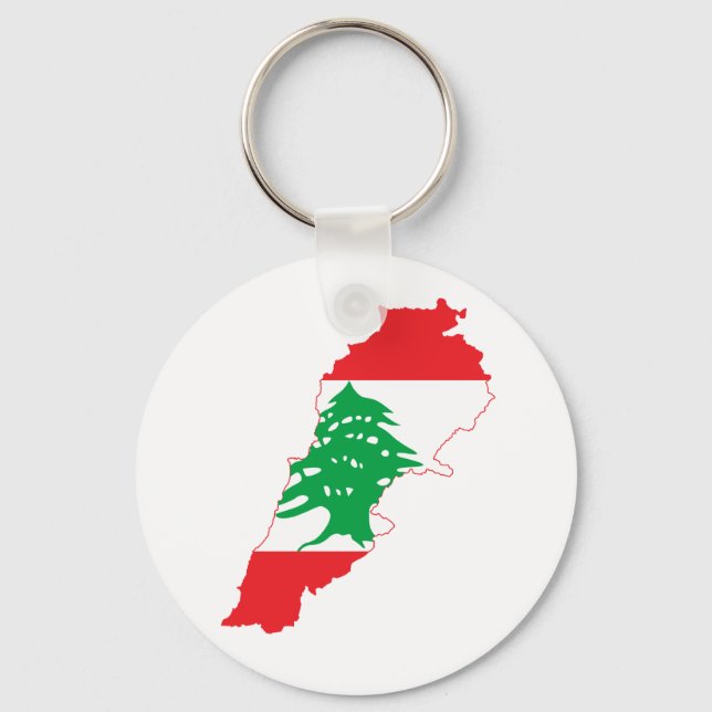 Lebanon Flag Map Key Ring (Front)