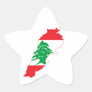 Lebanon Flag Map Star Sticker