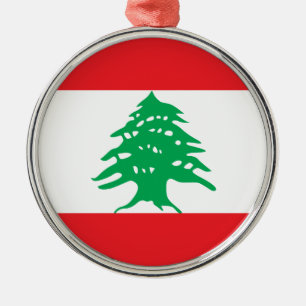 Lebanon Flag Metal Tree Decoration