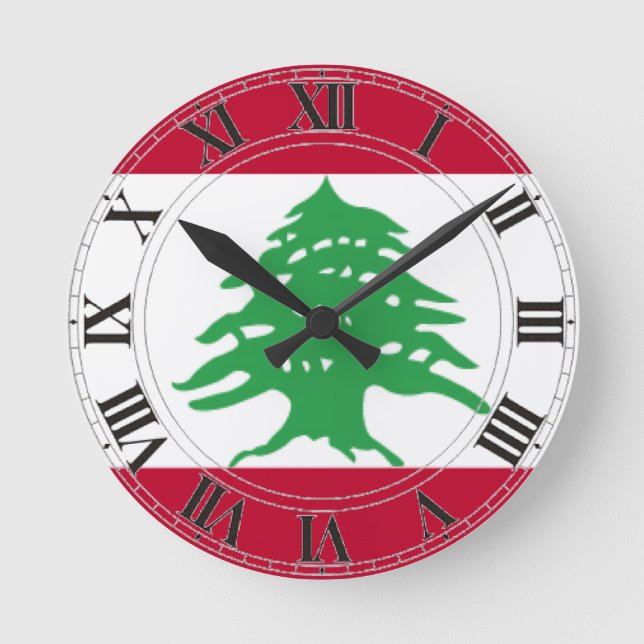 Lebanon Flag Round Clock (Front)