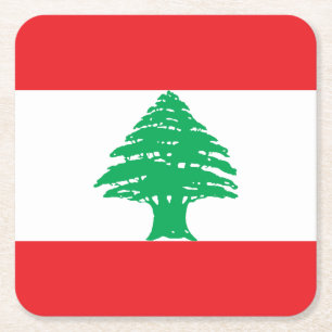 Lebanon Flag Square Paper Coaster