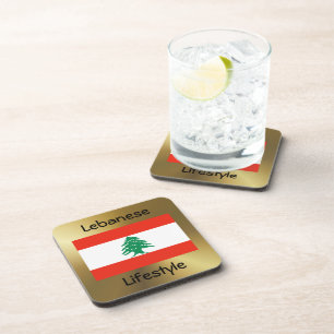 Lebanon Flag+Text Coaster
