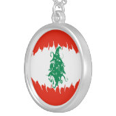 Lebanon Gnarly Flag Silver Plated Necklace (Front Right)