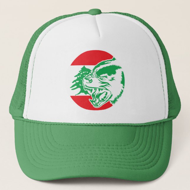 Lebanon Hyena Lebanese National Animal Flag Trucker Hat (Front)