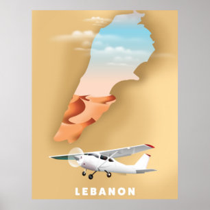 Lebanon illustrated map travel poster