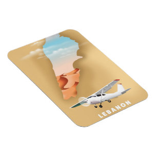 Lebanon illustrated map travel poster magnet