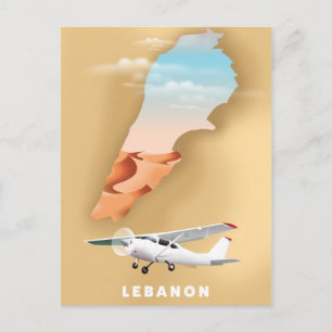 Lebanon illustrated map travel poster postcard