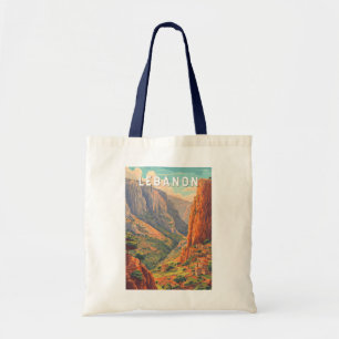 Lebanon Illustration Travel Art Vintage Tote Bag