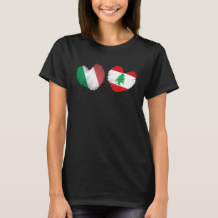 Lebanon Italy Heart Italian Flag Lebanese Flag Lov T-Shirt