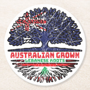 Lebanon Lebanese Australian Australia Tree Roots Round Paper Coaster