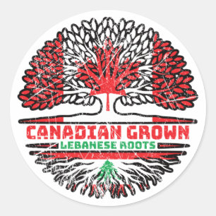 Lebanon Lebanese Canadian Canada Tree Roots Flag Classic Round Sticker
