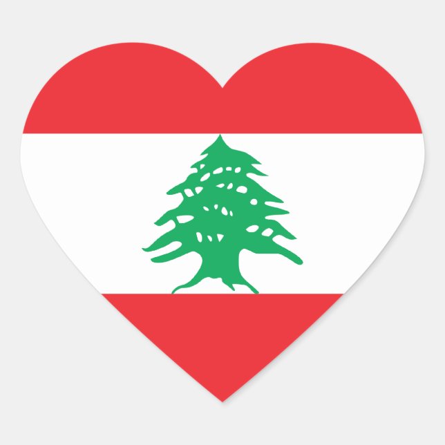 Lebanon/Lebanese Flag Heart Sticker (Front)