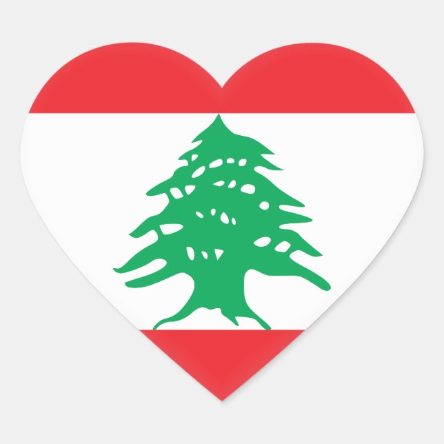 Lebanon (Lebanese) Flag Heart Sticker (Front)