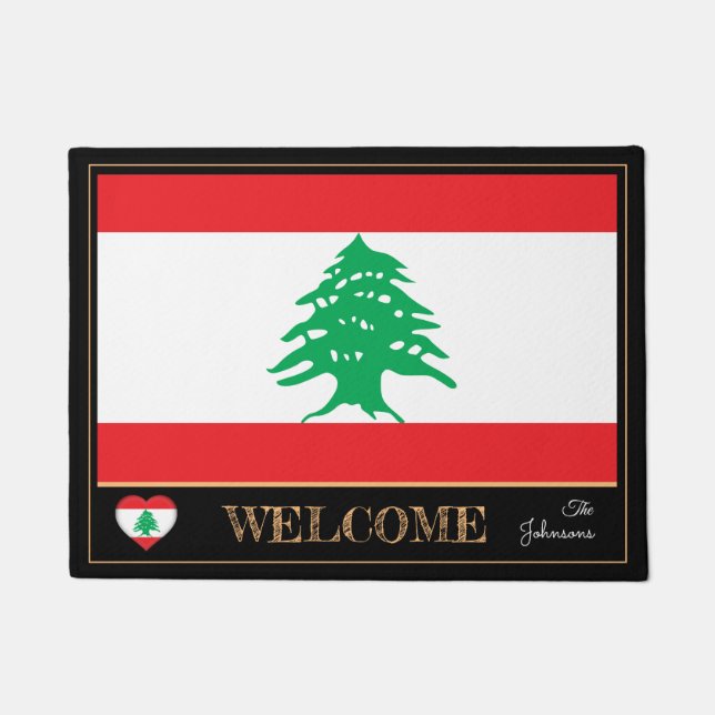 Lebanon & Lebanese Flag house mats /sports Welcome (Front)