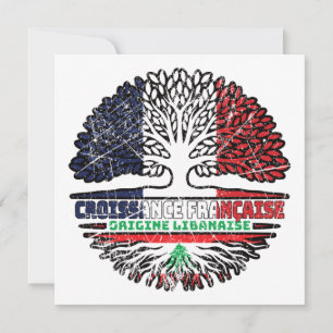 Lebanon Lebanese French France Tree Roots Flag Card