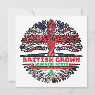 Lebanon Lebanese Uk United Kingdom British Tree Card