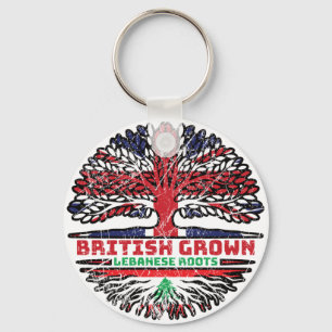 Lebanon Lebanese Uk United Kingdom British Tree Key Ring