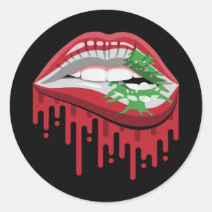 Lebanon lips pride root flag classic round sticker