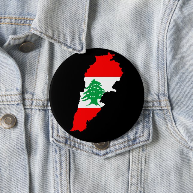 Lebanon Map with Flag 10 Cm Round Badge (In Situ)