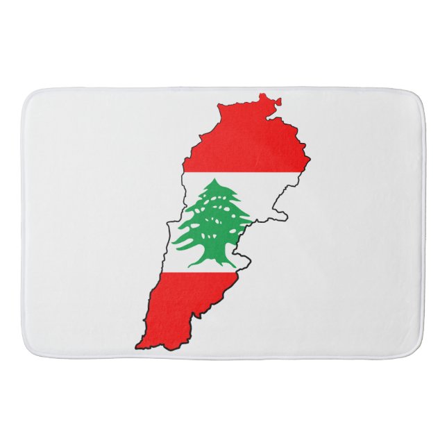 Lebanon Map with Flag Bath Mat (Front)