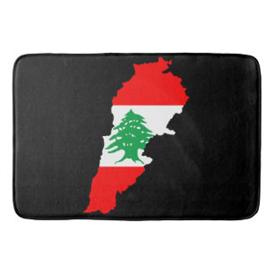 Lebanon Map with Flag Bath Mat