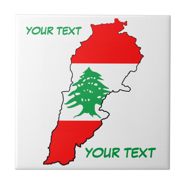 Lebanon Map with Flag Ceramic Tile (Front)