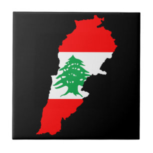 Lebanon Map with Flag Ceramic Tile