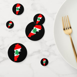 Lebanon Map with Flag Confetti