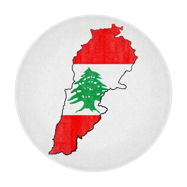 Lebanon Map with Flag Cutting Board (Front)