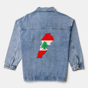 Lebanon Map with Flag Denim Jacket