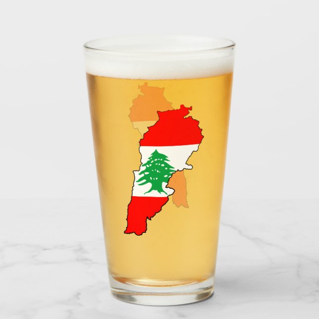 Lebanon Map with Flag Glass (Back Filled)