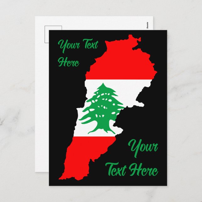 Lebanon Map with Flag Holiday Postcard (Front/Back)