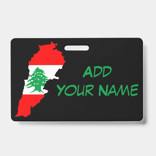 Lebanon Map with Flag ID Badge (Front)