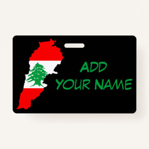 Lebanon Map with Flag ID Badge