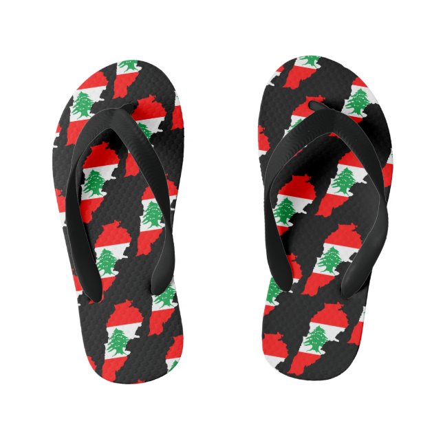 Lebanon Map with Flag Kid's Thongs (Footbed)