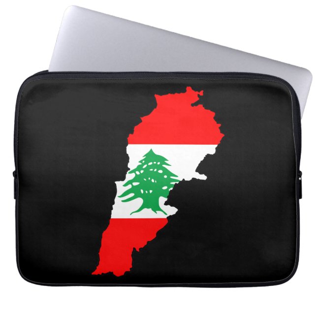 Lebanon Map with Flag Laptop Sleeve (Front)