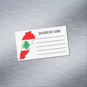 Lebanon Map with Flag Magnetic Business Card
