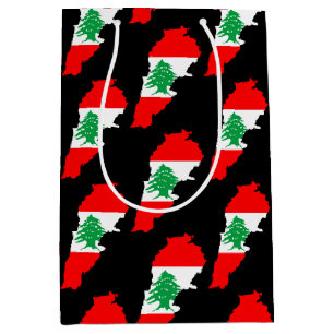Lebanon Map with Flag Medium Gift Bag