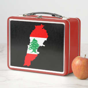 Lebanon Map with Flag Metal Lunch Box