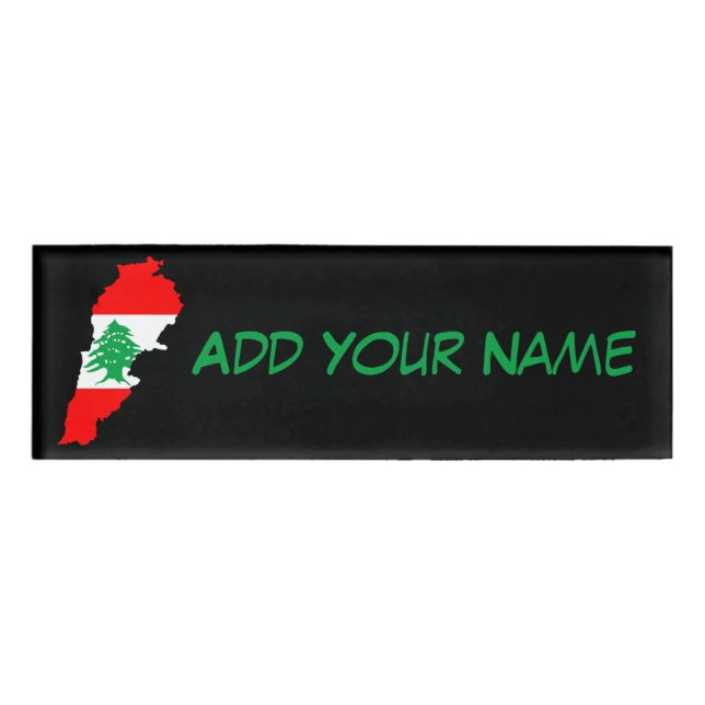 Lebanon Map with Flag Name Tag (Front)