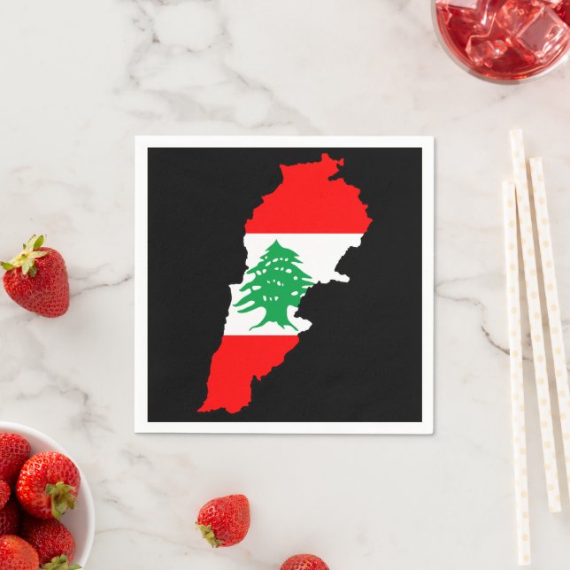 Lebanon Map with Flag Napkin (Insitu)