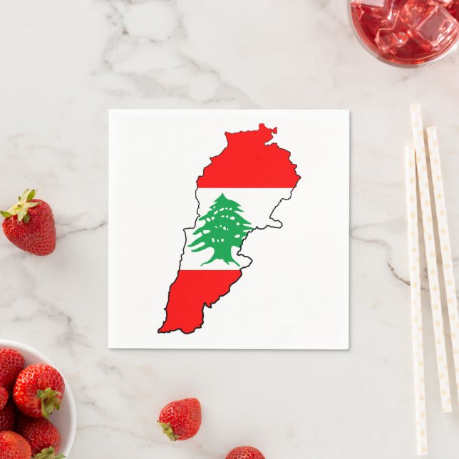 Lebanon Map with Flag Napkin (Insitu)