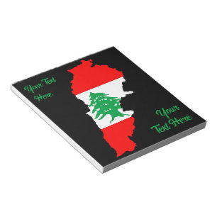 Lebanon Map with Flag Notepad