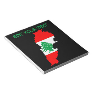 Lebanon Map with Flag Notepad