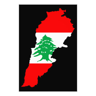 Lebanon Map with Flag Photo Print