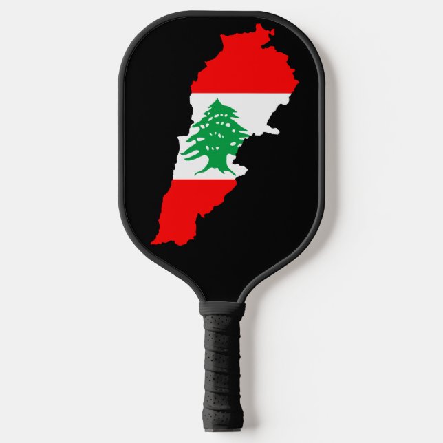 Lebanon Map with Flag Pickleball Paddle (Front)