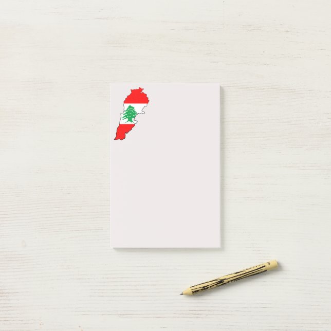 Lebanon Map with Flag Post-it Notes (On Desk)